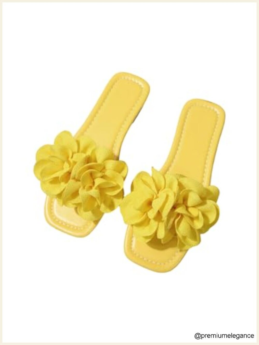 PU Leather Slide Sandals Floral Embellished Square Open Toe Flat Sandals